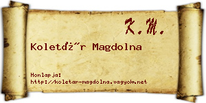 Koletár Magdolna névjegykártya